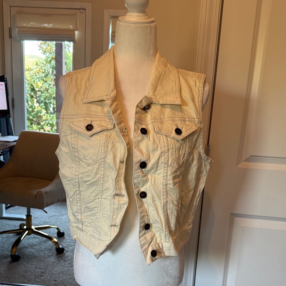 Women's Beige Button-Up Vest